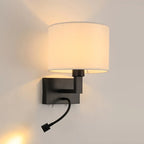 Applique murale cylindrique moderne avec abat-jour en tissu pour chambre à coucher