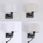 Applique murale cylindrique moderne avec abat-jour en tissu pour chambre à coucher