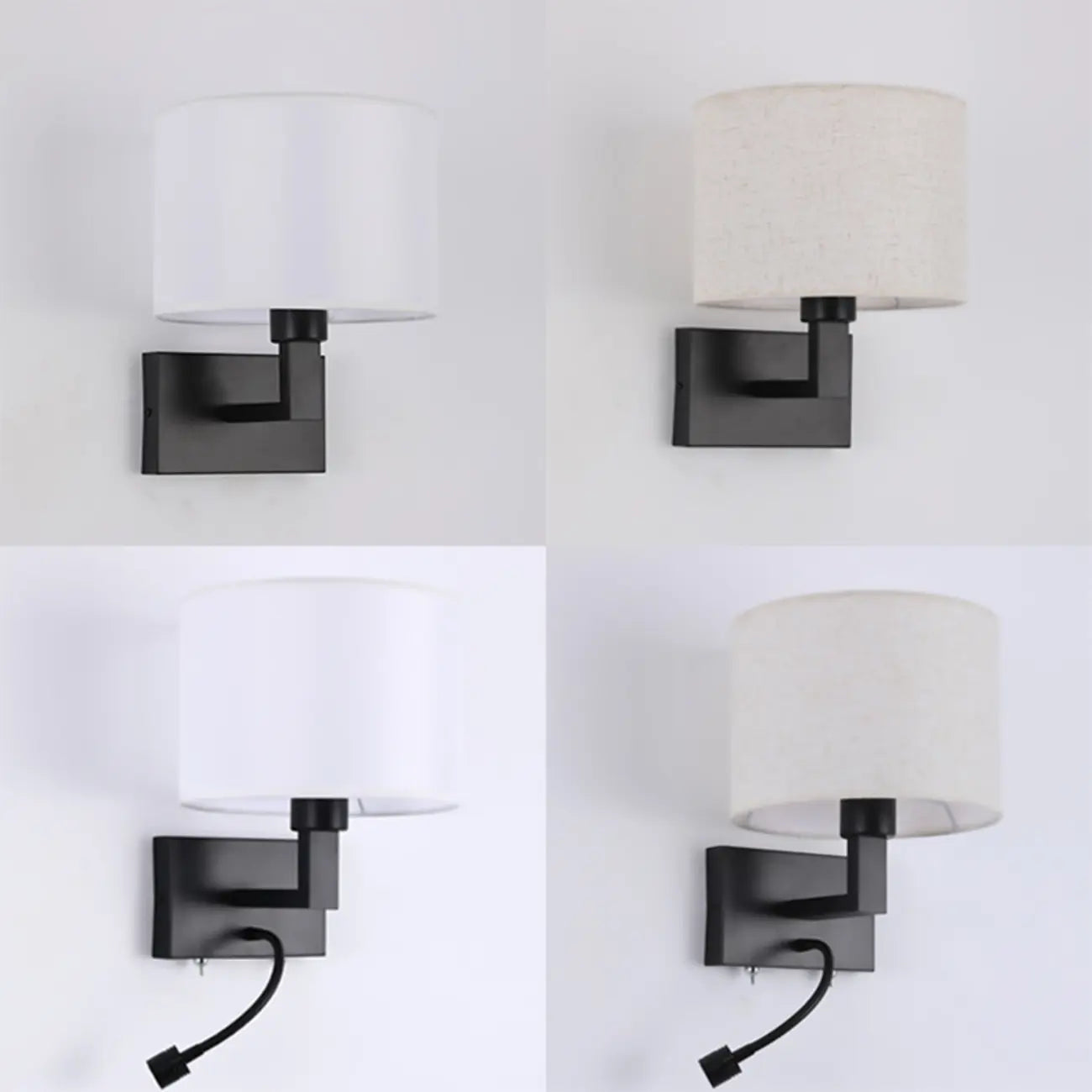 Applique murale cylindrique moderne avec abat-jour en tissu pour chambre à coucher