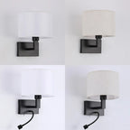 Applique murale cylindrique moderne avec abat-jour en tissu pour chambre à coucher