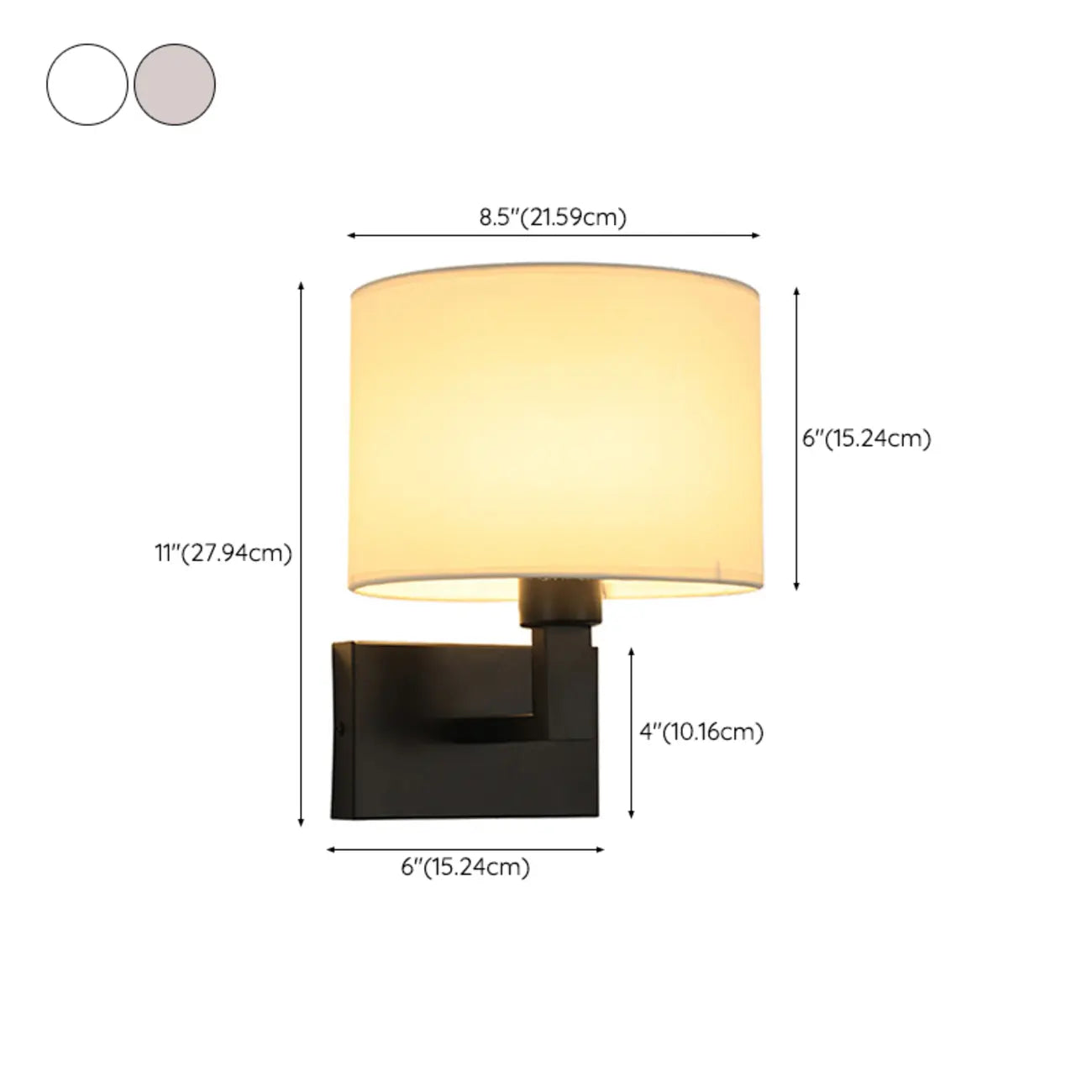 Applique murale cylindrique moderne avec abat-jour en tissu pour chambre à coucher