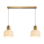 Luminaire cylindrique moderne en verre blanc et or pour îlot de cuisine