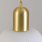 Luminaire cylindrique moderne en verre blanc et or pour îlot de cuisine