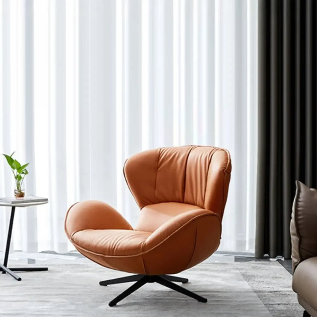 Fauteuil pivotant moderne en similicuir orange