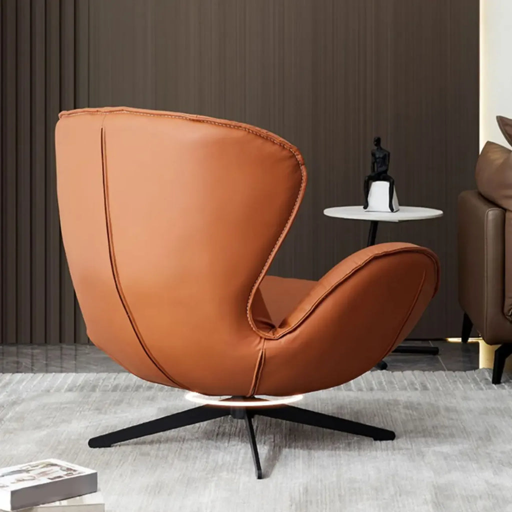 Fauteuil pivotant moderne en similicuir orange