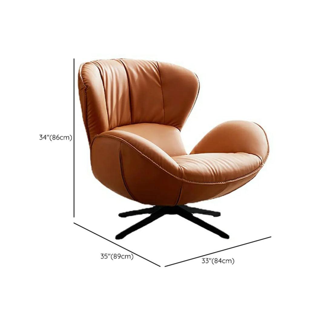 Fauteuil pivotant moderne en similicuir orange