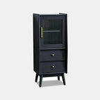 Armoire de rangement moderne en pin gris et verre pour salon