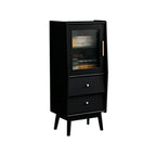 Armoire de rangement moderne en pin gris et verre pour salon