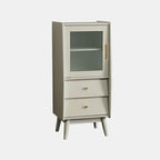 Armoire de rangement moderne en pin gris et verre pour salon