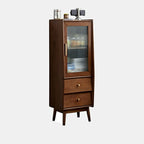 Armoire de rangement moderne en pin gris et verre pour salon