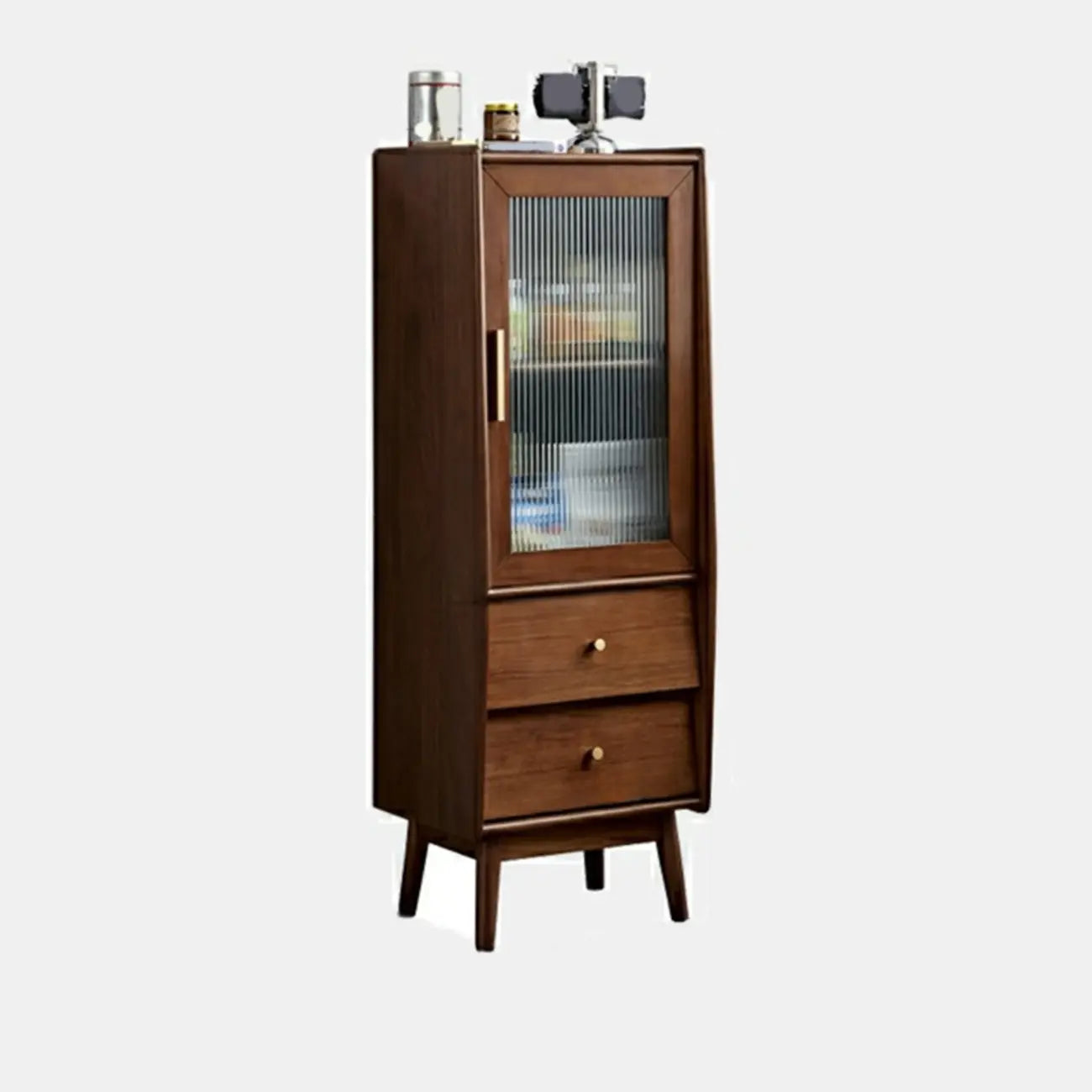 Armoire de rangement moderne en pin gris et verre pour salon
