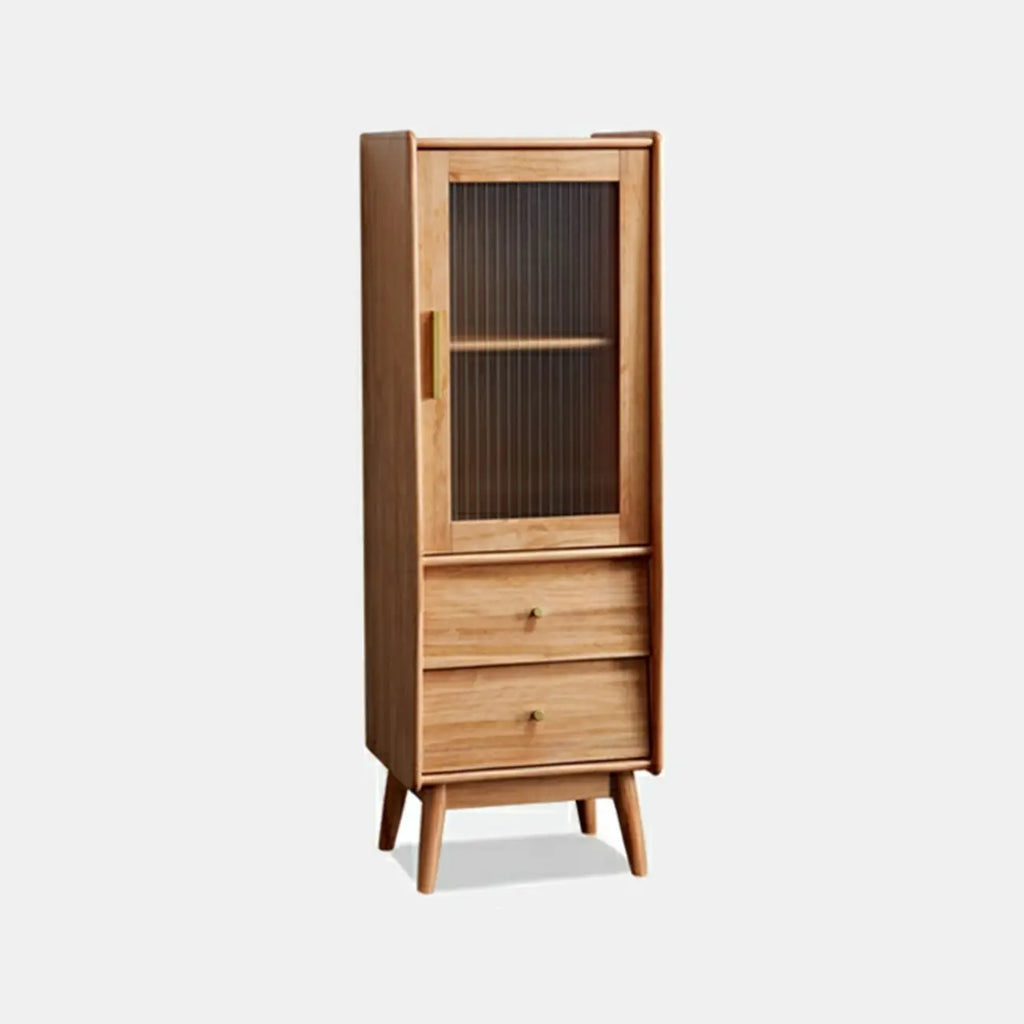 Armoire de rangement moderne en pin gris et verre pour salon