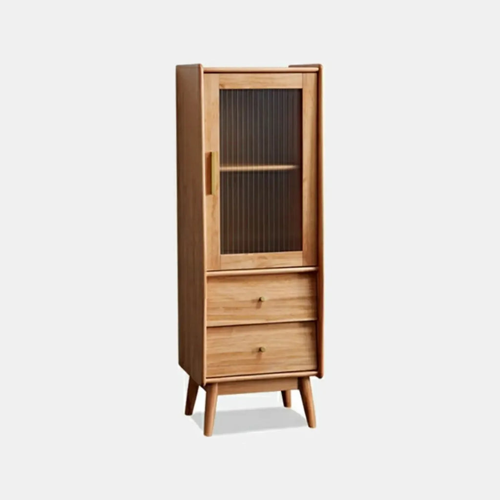 Armoire de rangement moderne en pin gris et verre pour salon