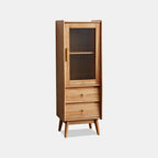 Armoire de rangement moderne en pin gris et verre pour salon