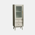 Armoire de rangement moderne en pin gris et verre pour salon