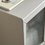 Armoire de rangement moderne en pin gris et verre pour salon