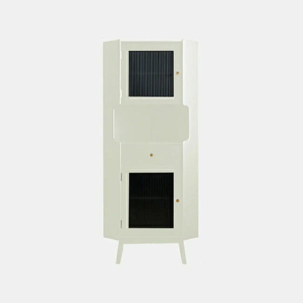 Meuble de rangement d'angle moderne en bois et verre couleur expresso