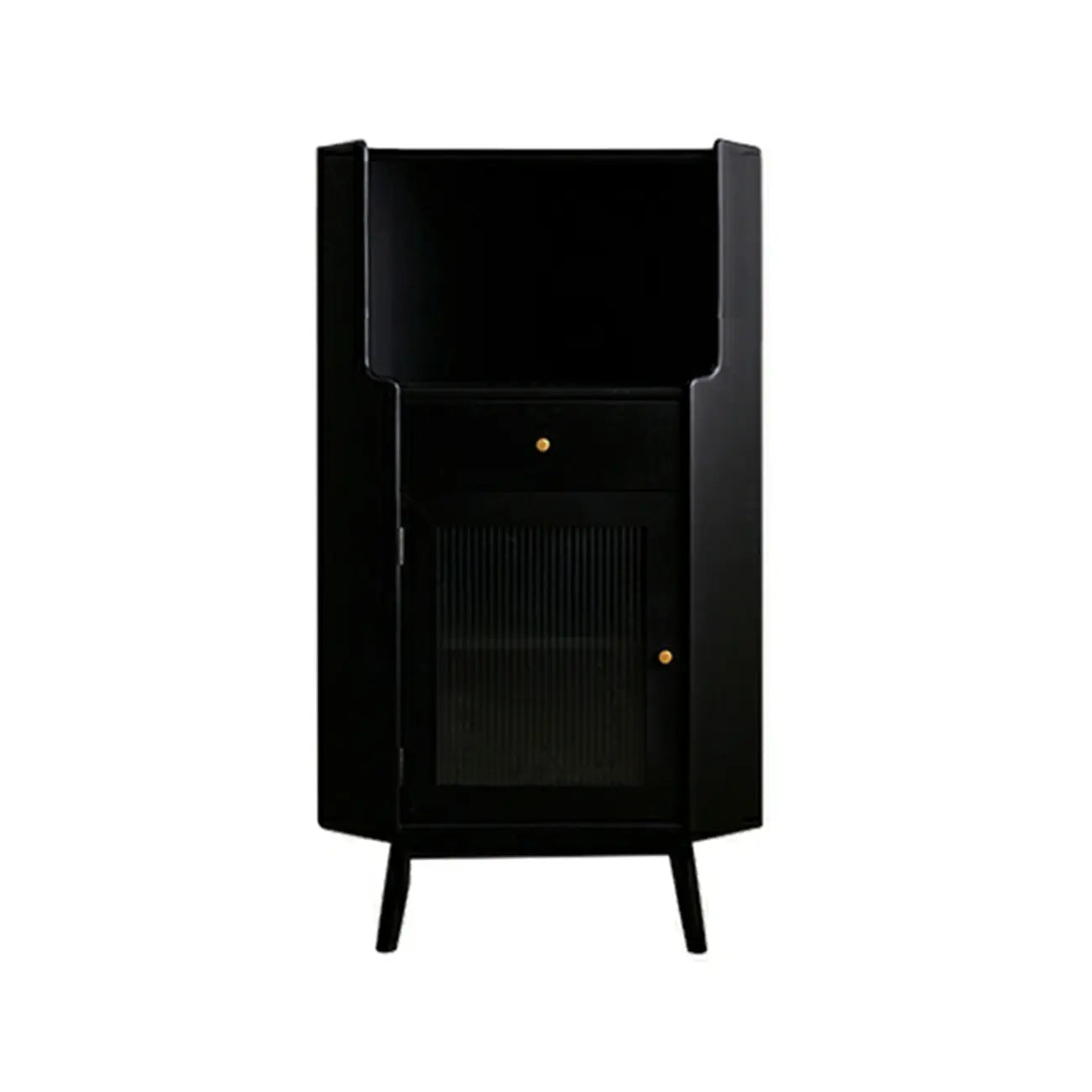Meuble de rangement d'angle moderne en bois et verre couleur expresso