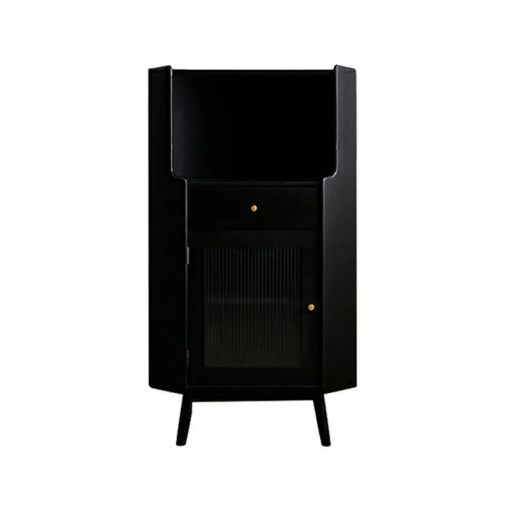 Meuble de rangement d'angle moderne en bois et verre couleur expresso