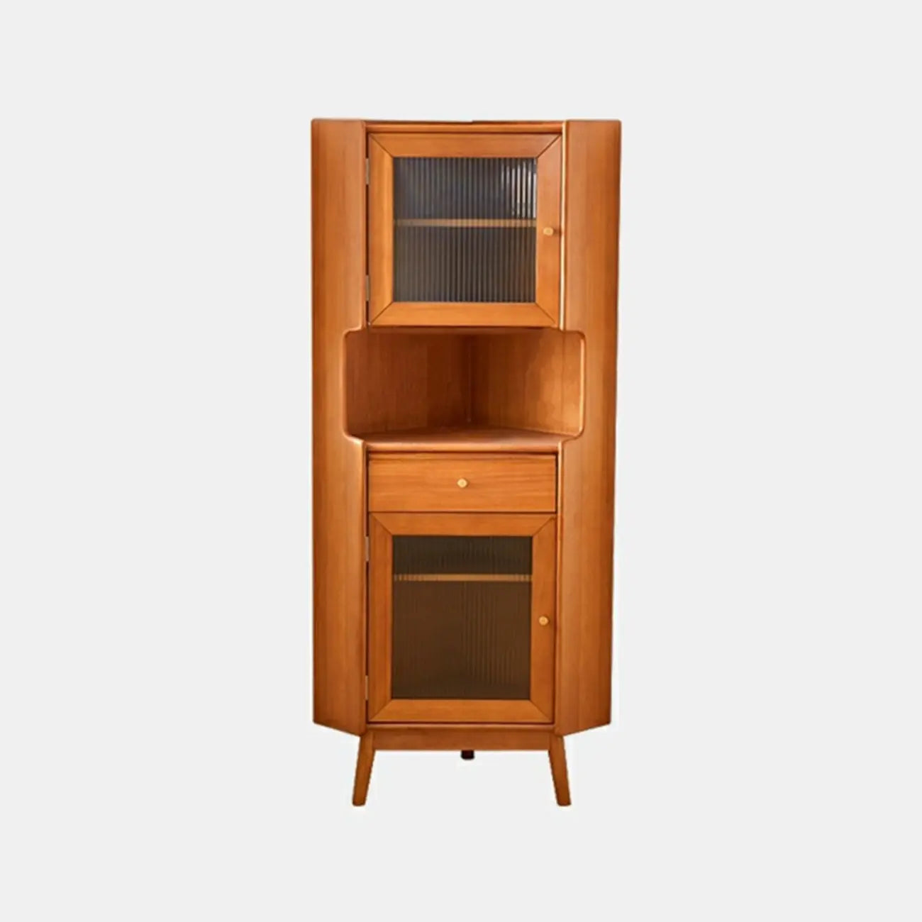 Meuble de rangement d'angle moderne en bois et verre couleur expresso