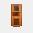 Meuble de rangement d'angle moderne en bois et verre couleur expresso