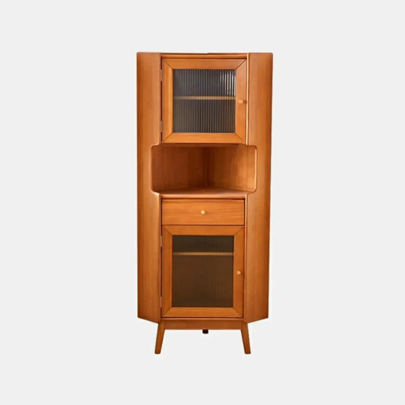 Meuble de rangement d'angle moderne en bois et verre couleur expresso