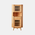 Meuble de rangement d'angle moderne en bois et verre couleur expresso