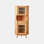 Meuble de rangement d'angle moderne en bois et verre couleur expresso