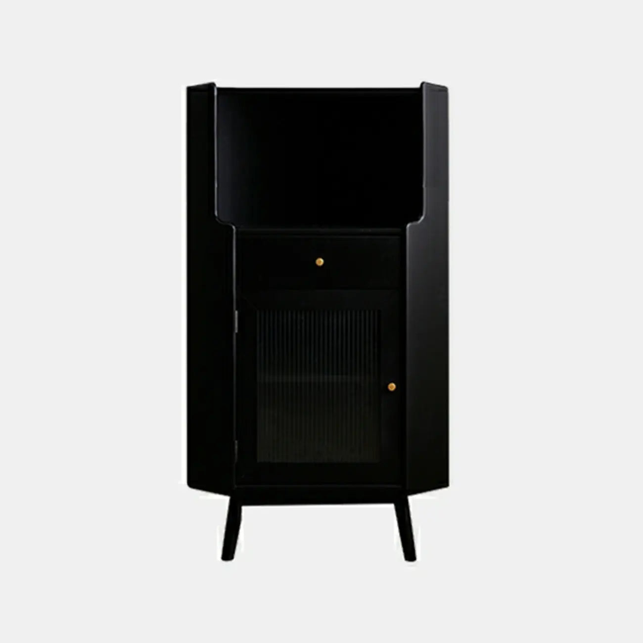 Meuble de rangement d'angle moderne en bois et verre couleur expresso