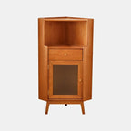 Meuble de rangement d'angle moderne en bois et verre couleur expresso
