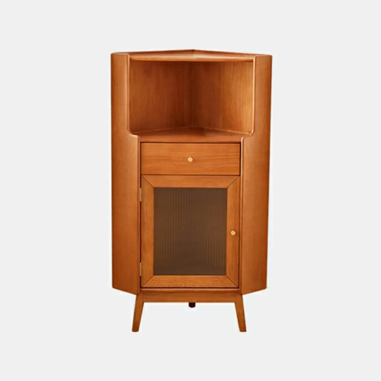 Meuble de rangement d'angle moderne en bois et verre couleur expresso