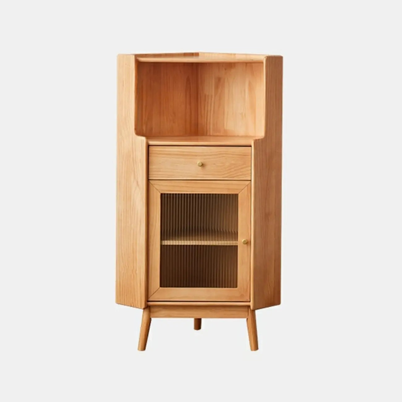 Meuble de rangement d'angle moderne en bois et verre couleur expresso