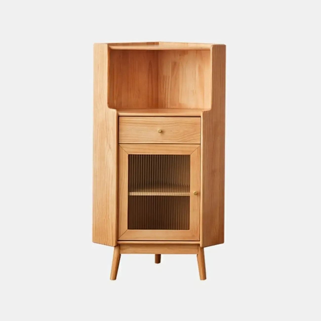 Meuble de rangement d'angle moderne en bois et verre couleur expresso