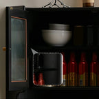 Meuble de rangement d'angle moderne en bois et verre couleur expresso
