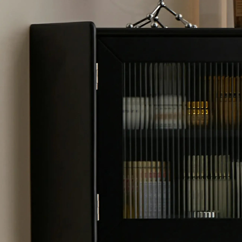 Meuble de rangement d'angle moderne en bois et verre couleur expresso