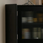 Meuble de rangement d'angle moderne en bois et verre couleur expresso