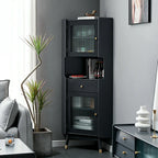 Meuble de rangement d'angle moderne en bois et verre couleur expresso