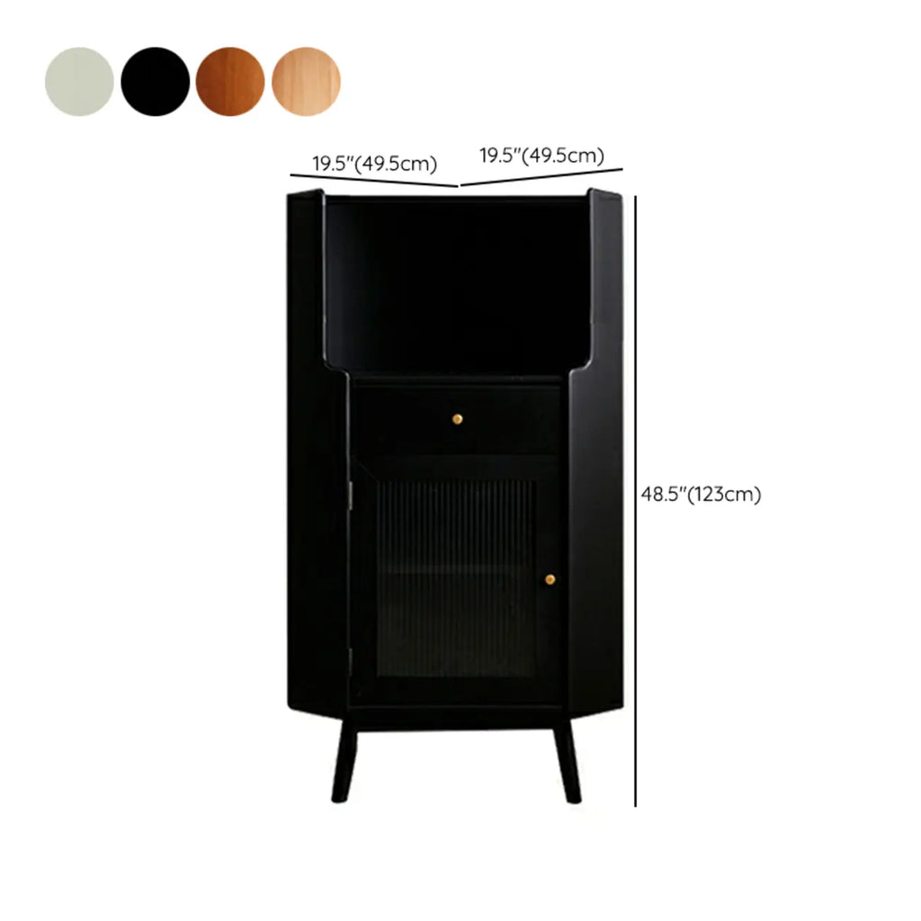 Meuble de rangement d'angle moderne en bois et verre couleur expresso