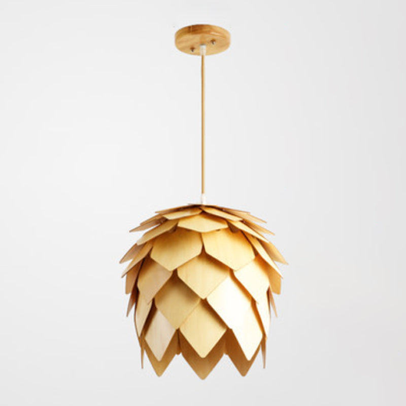 Suspension moderne en bois en forme de pomme de pin, réglable pour salle à manger