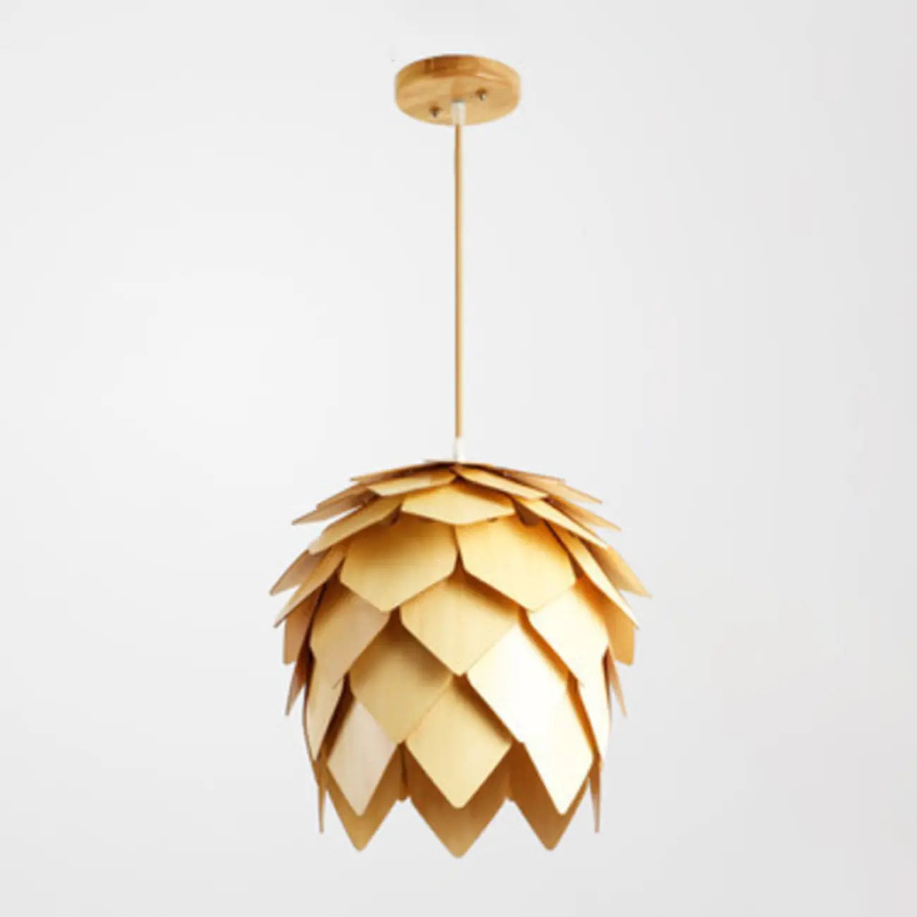 Suspension moderne en bois en forme de pomme de pin, réglable pour salle à manger