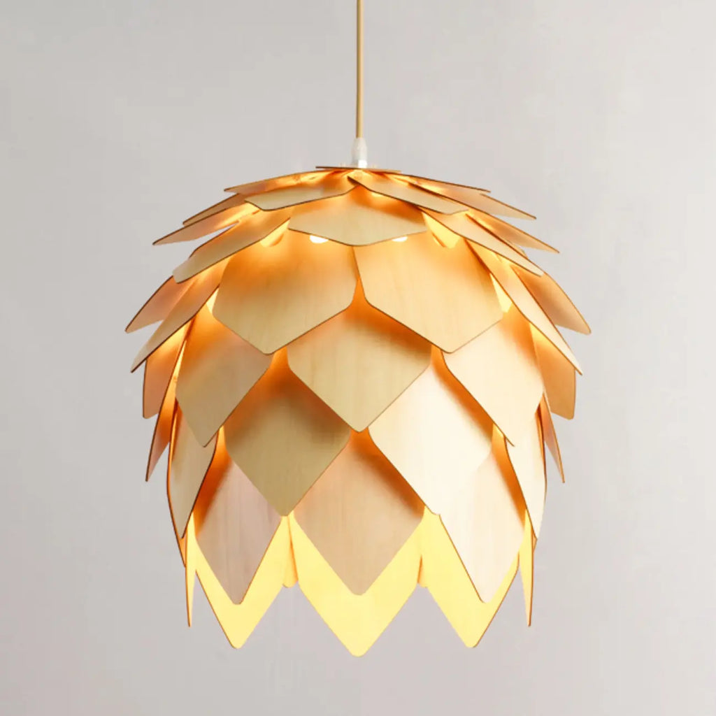 Suspension moderne en bois en forme de pomme de pin, réglable pour salle à manger