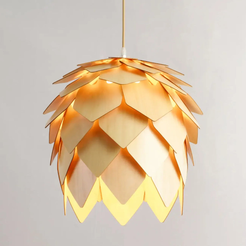 Suspension moderne en bois en forme de pomme de pin, réglable pour salle à manger