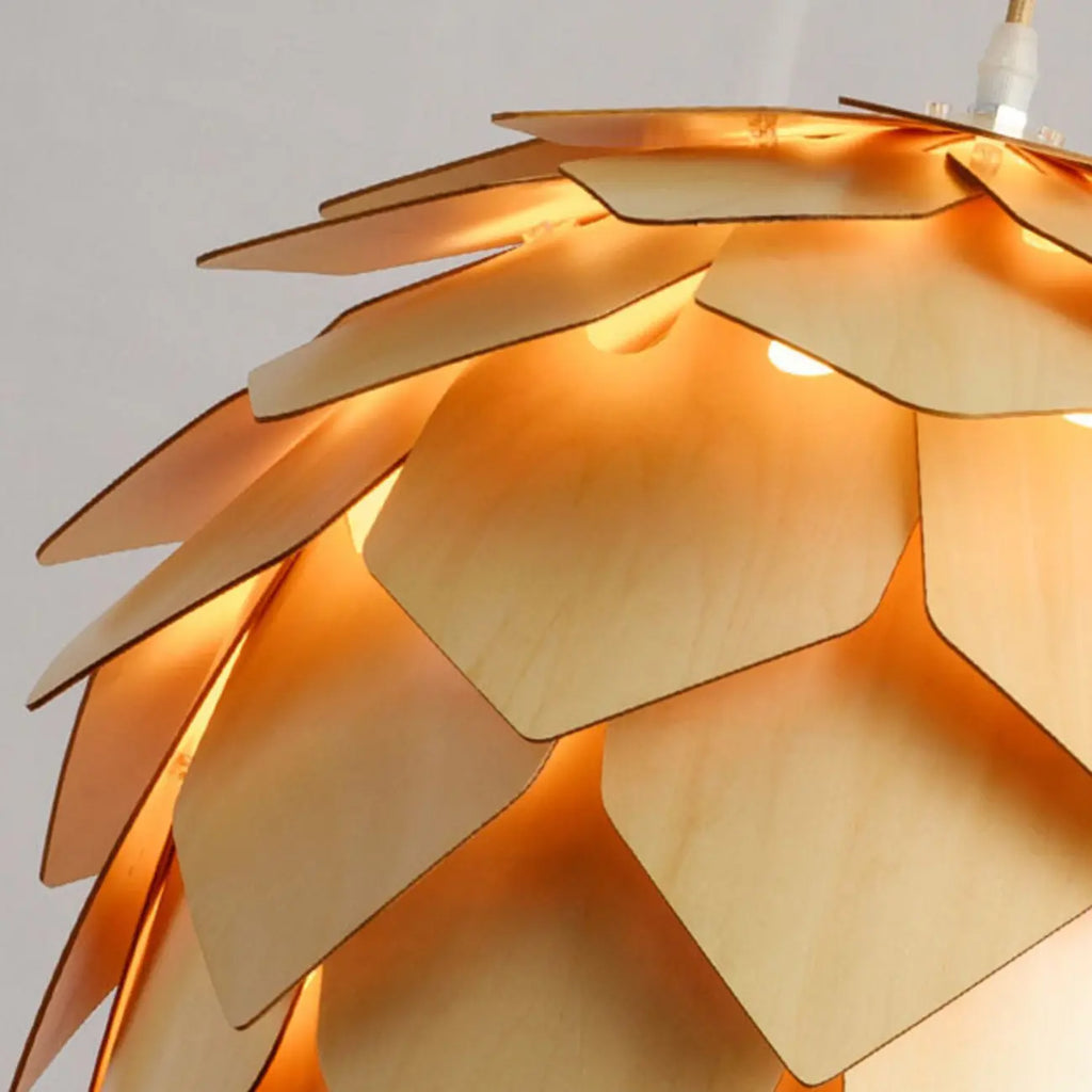 Suspension moderne en bois en forme de pomme de pin, réglable pour salle à manger