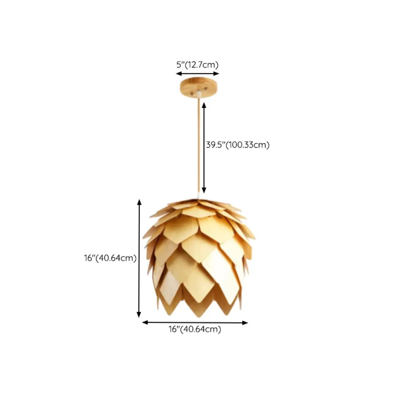Suspension moderne en bois en forme de pomme de pin, réglable pour salle à manger