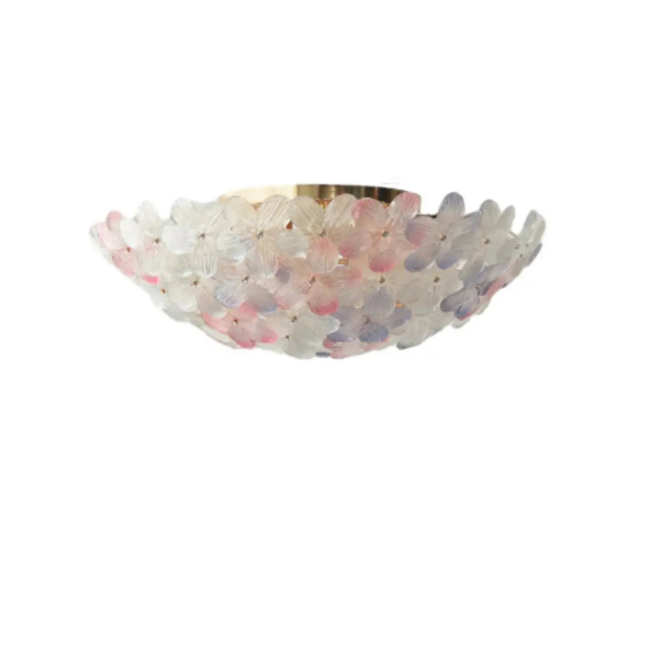 Plafonnier semi-encastré élégant à dôme en verre à motif floral