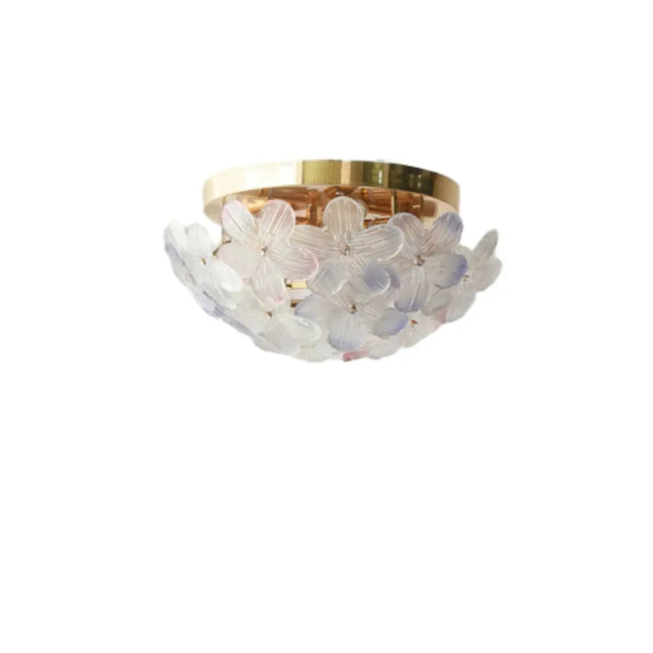 Plafonnier semi-encastré élégant à dôme en verre à motif floral