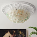 Plafonnier semi-encastré élégant à dôme en verre à motif floral