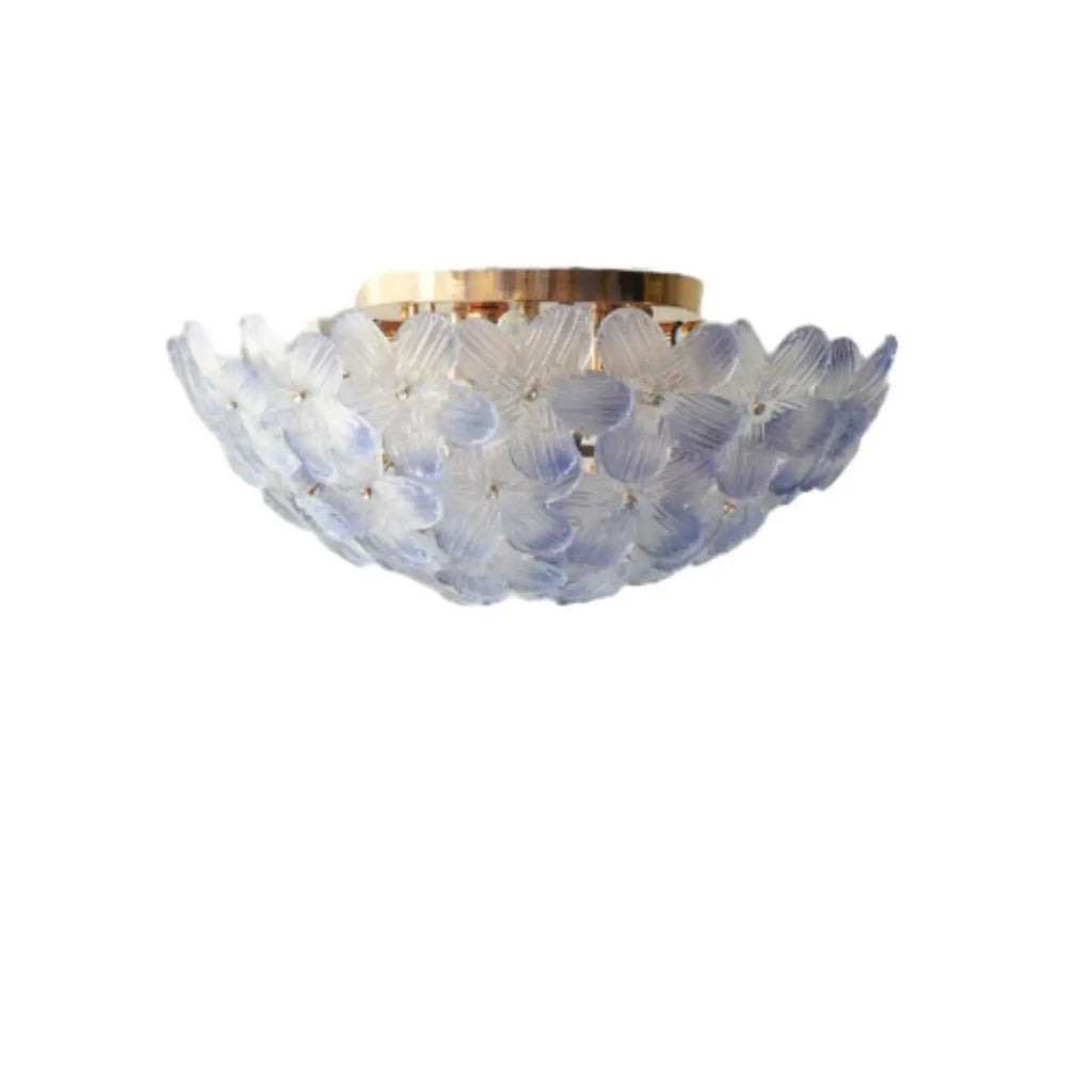 Plafonnier semi-encastré élégant à dôme en verre à motif floral