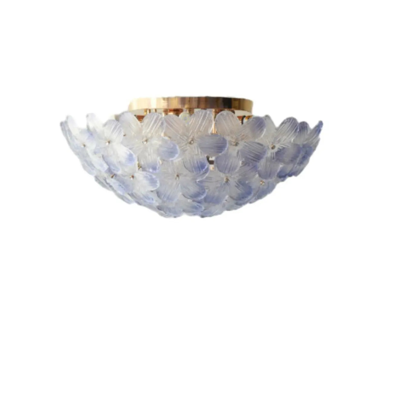 Plafonnier semi-encastré élégant à dôme en verre à motif floral