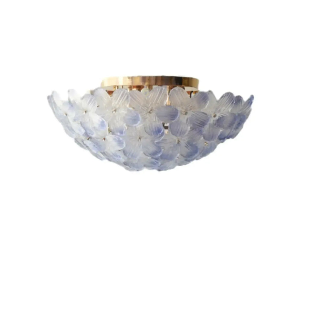 Plafonnier semi-encastré élégant à dôme en verre à motif floral
